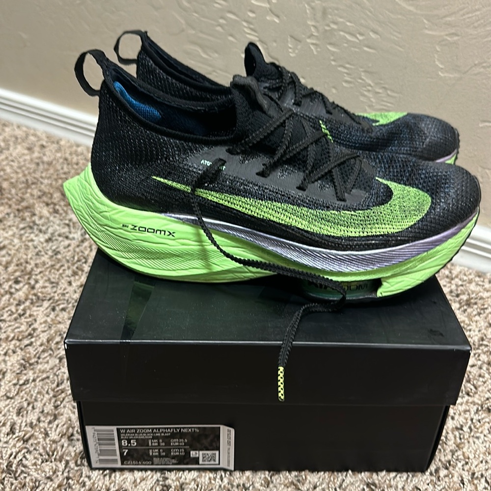 Women’s Nike air zoom Alphafly next% valerian blue/black lime blast